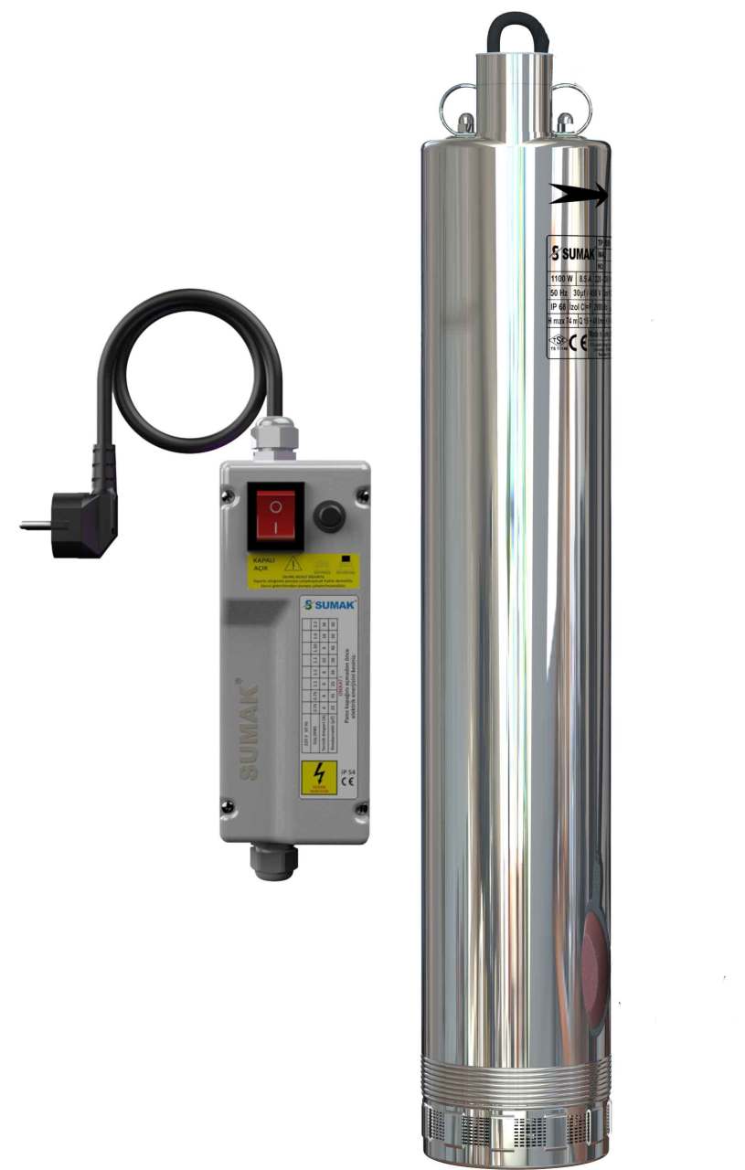 Sumak 5SD9 5 inch Paslanmaz Keson Kuyu Pompası Monofaze (220V) 1.5HP - Koşar Ticaret