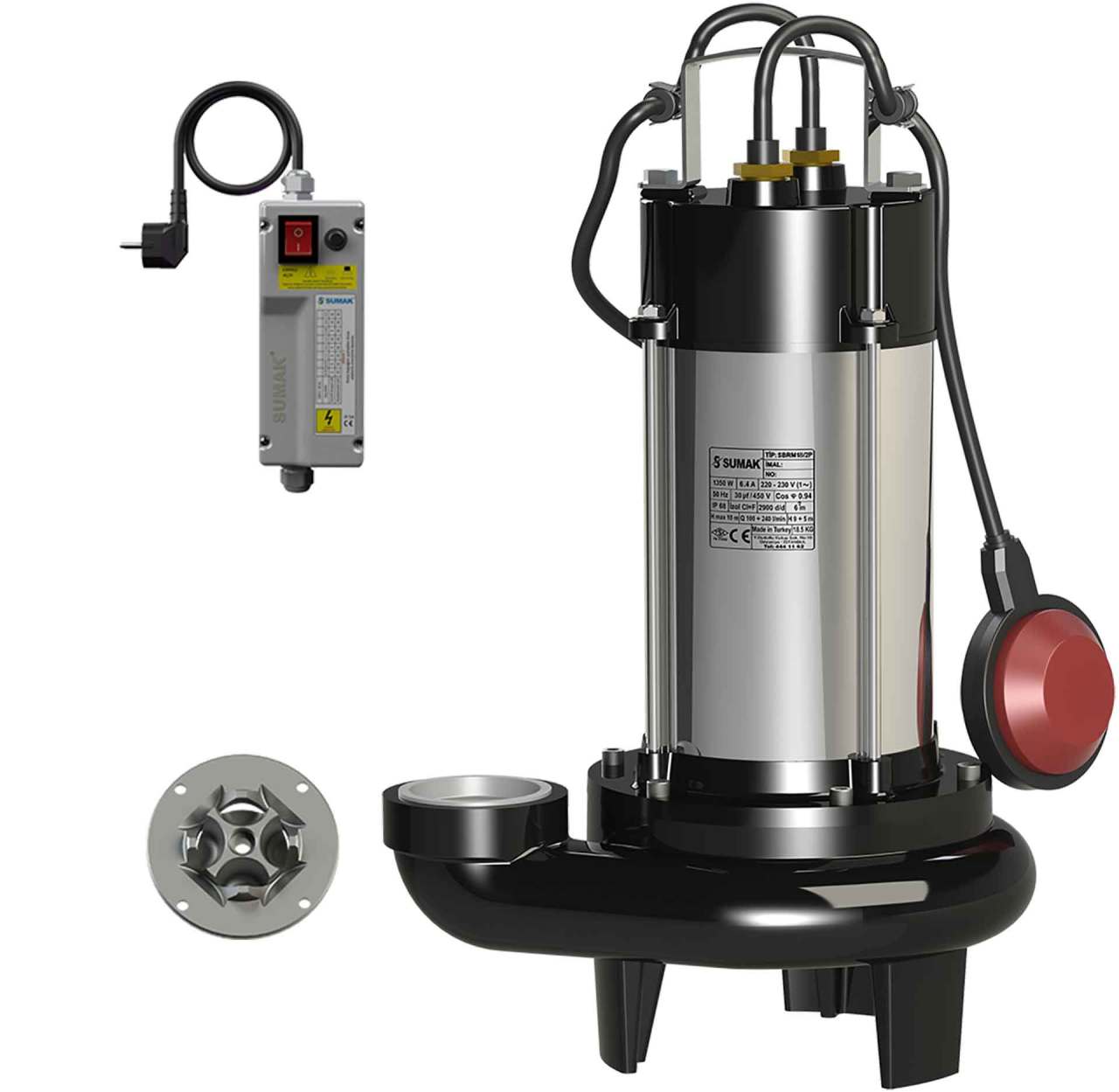 Sumak SBRM 18/2P Parçalayıcı Bıçaklı Foseptik Dalgıç Pompa Monofaze (220V) 1.8 Hp - Koşar Ticaret