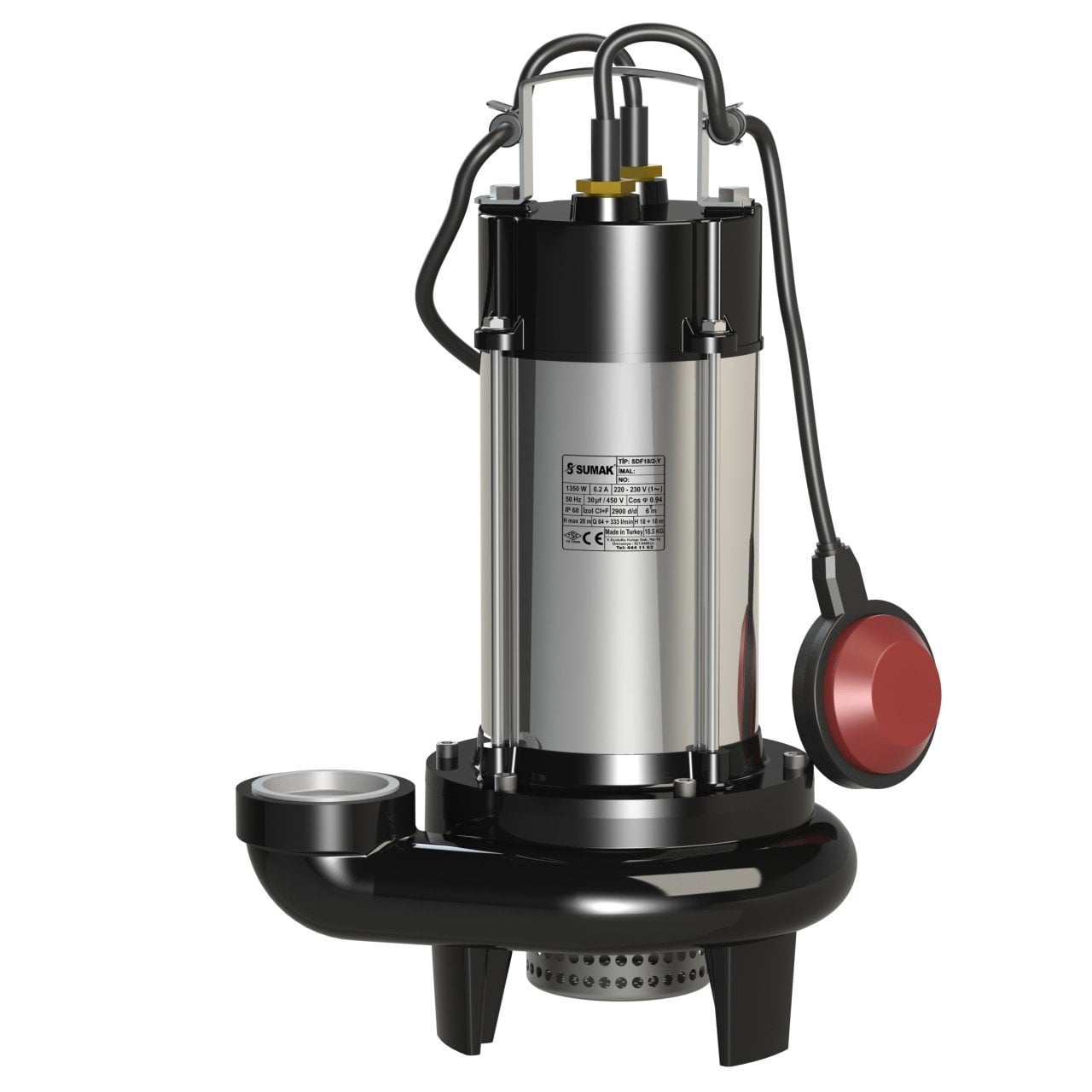 Sumak SDF 18/2-Y Kirli Su Dalgıç Pompa Monofaze (220V) 1.8 Hp - Koşar Ticaret