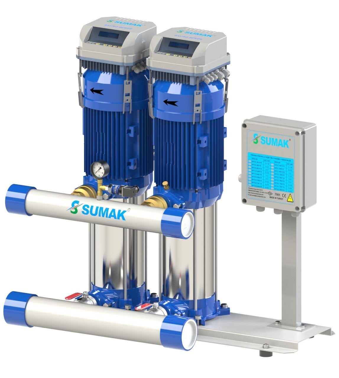 Sumak SHT-B-FK Frekans Kontrollü Düşey Milli Kademeli Hidroforlar - Koşar Ticaret