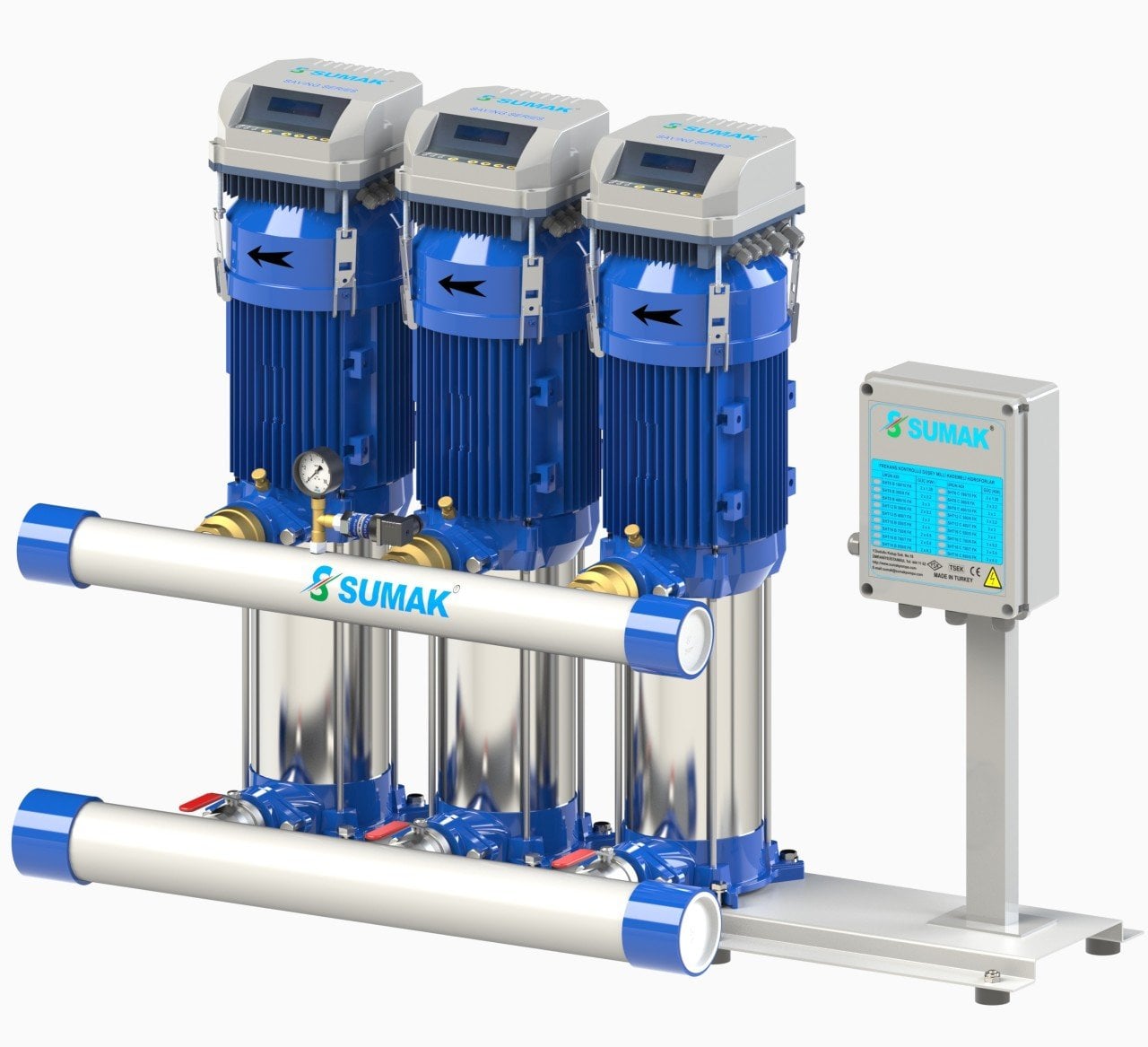 Sumak SHT-C-FK Frekans Kontrollü Düşey Milli Kademeli Hidroforlar - Koşar Ticaret