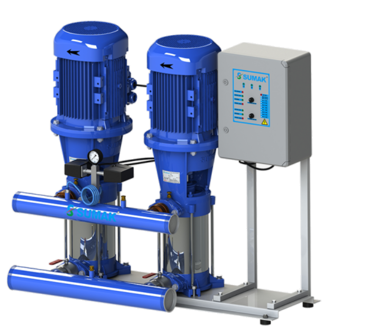 Sumak SHT 34 B 750/4 Düşey Milli Kademeli Çift Pompalı Hidrofor - Koşar Ticaret