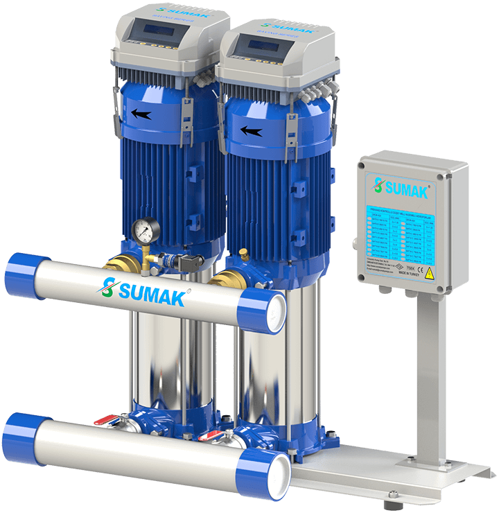 Sumak SHT6-B-180/10-FK Düşey Milli Kademeli Çift Pompalı Frekans Kontrollü Hidrofor 12 KAT 24 DAİRE - Koşar Ticaret