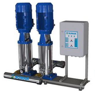 Sumak SHTP8 B 220/8 Düşey Milli Kademeli Çift Pompalı Paslanmaz Hidrofor 8 KAT 48 DAİRE - Koşar Ticaret