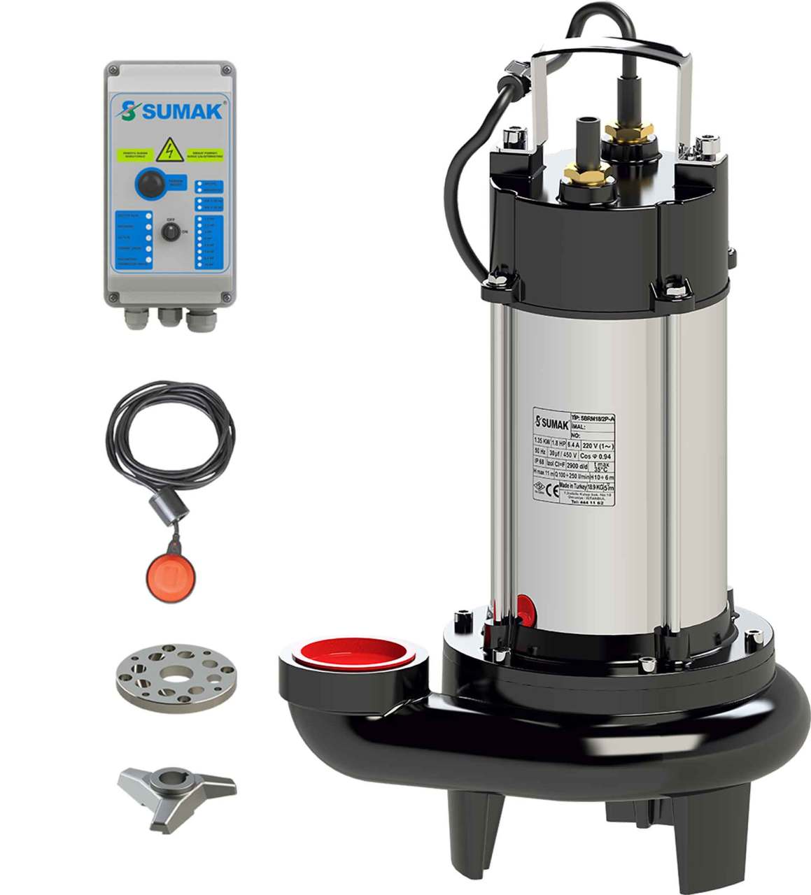 Sumak SBRT 15/2 Bıçaklı Foseptik Dalgıç Pompa Trifaze (380V) 1.5 HP - Koşar Ticaret