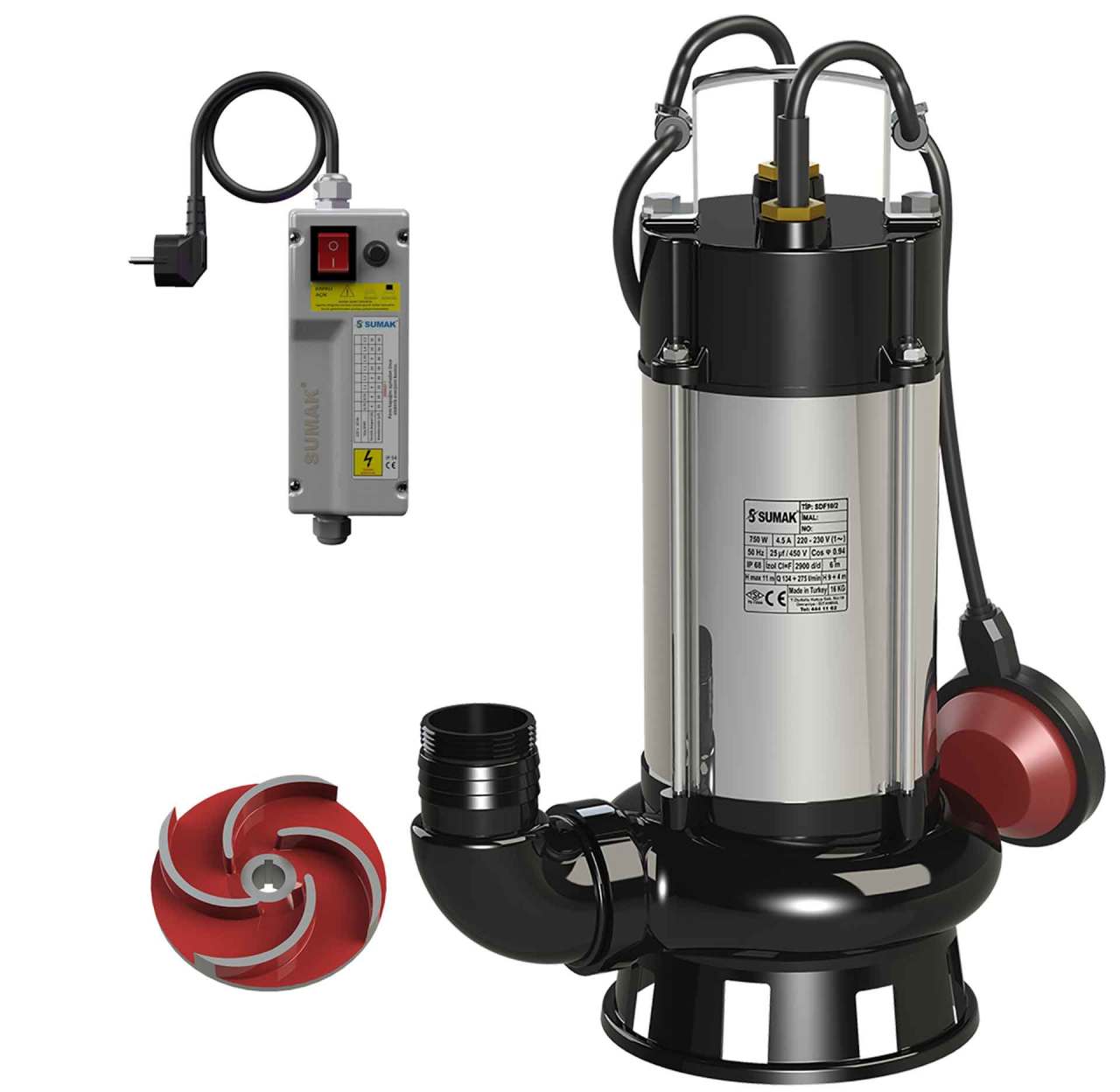 Sumak SDF 10/2 Paslanmaz Gövdeli Foseptik Dalgıç Pompa Monofaze (220 V) 1 Hp - Koşar Ticaret