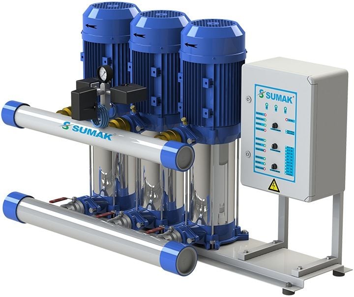 Sumak SHT12 C 220/4 Düşey Milli Kademeli Üç Pompalı Hidrofor 9 KAT 70 DAİRE - Koşar Ticaret