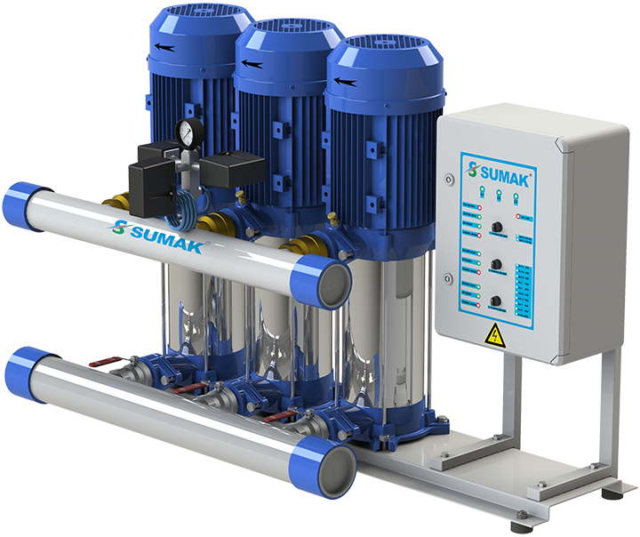 Sumak SHT16 C 850/8 Düşey Milli Kademeli Üç Pompalı Hidrofor 28 KAT 81 DAİRE - Koşar Ticaret