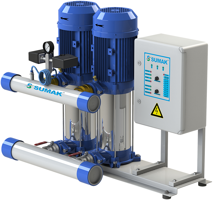 Sumak SHT6 B 100/6 Düşey Milli Kademeli Çift Pompalı Hidrofor 6 KAT 30 DAİRE - Koşar Ticaret