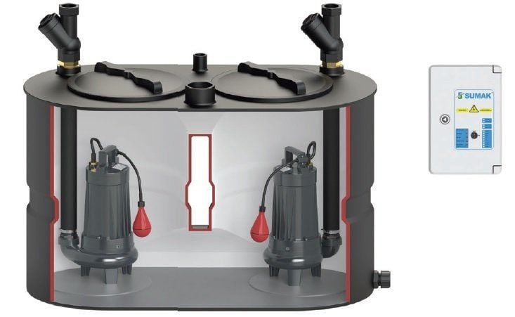 Sumak SMAC 2200 B Wc Termoplastik Tanklı Foseptik Dalgıç Pompa 9 mss 18 m³/h - Koşar Ticaret