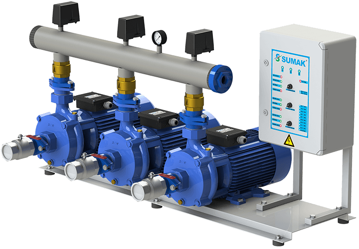 Sumak SMKTC 750/2 Emişli Çift Kademeli Hidrofor 6 Kat 135 Daire 380 Volt 7.5 Hp - Koşar Ticaret