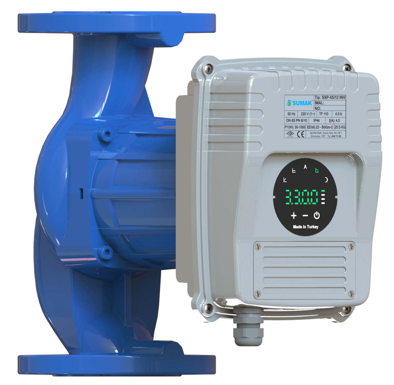 Sumak SSP65/8 INV Frekans Konvertörlü Sirkülasyon Pompası 9 mss 42 m³/h - Koşar Ticaret